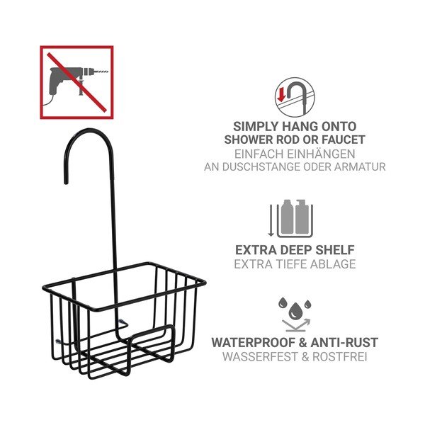 Čierna závesná kúpeľňová polička z nehrdzavejúcej ocele Milito – Wenko-image-4