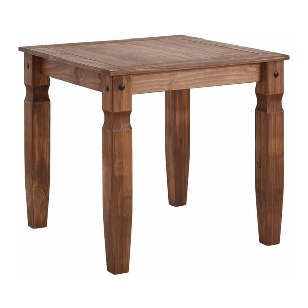 Tmavohnedý jedálenský stôl z masívneho borovicového dreva Støraa Alfredo, 80 x 80 cm