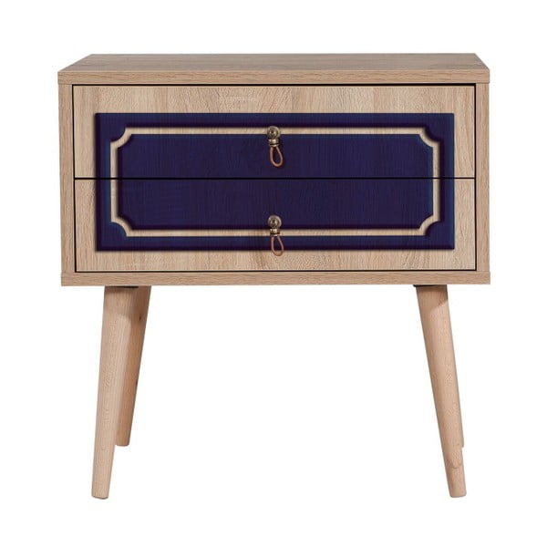 Nočný stolík s 2 zásuvkami Two Blue Classic, 40 × 60 cm