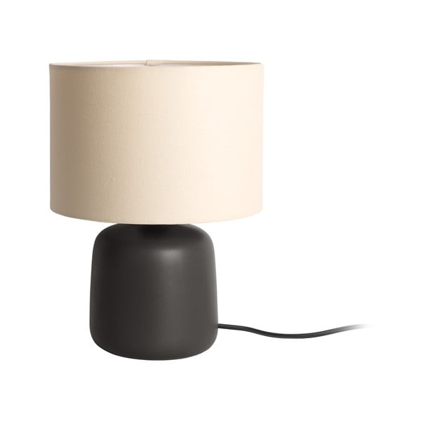 Matne čierna stolová lampa s textilným tienidlom (výška 33 cm) Alma – Leitmotiv