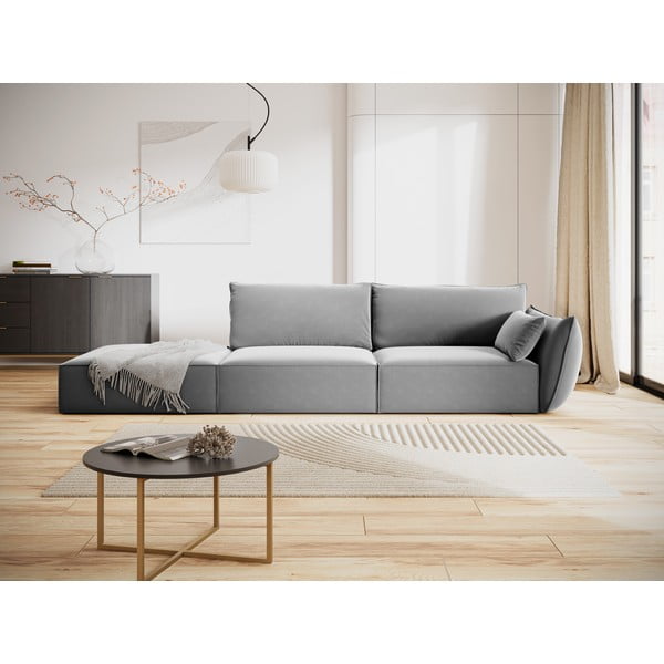 Svetlosivá zamatová pohovka pravý roh 264 cm Vanda – Mazzini Sofas-image-1