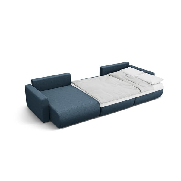 Tmavomodrá rozkladacia rohová pohovka s úložným priestorom (do "U") Belfast – Cosmopolitan Design-image-3