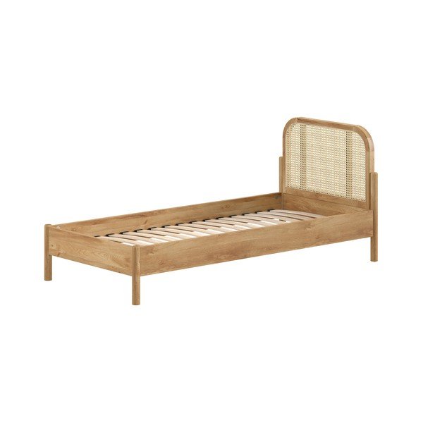 Jednolôžková posteľ z dubového dreva s roštom 90x200 cm v prírodnej farbe Olive Rotan – Vipack-image-2