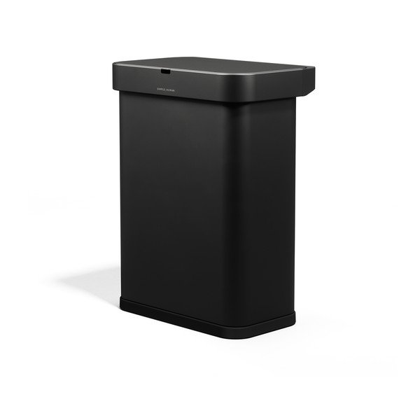 Čierny bezdotykový oceľový odpadkový kôš 58 l Sensor – simplehuman