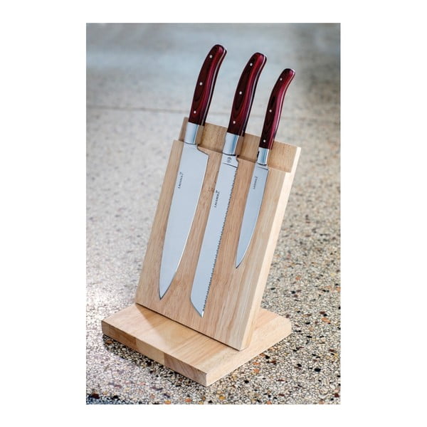 Sada 3 nožov s dreveným stojanom Laguiole Isai