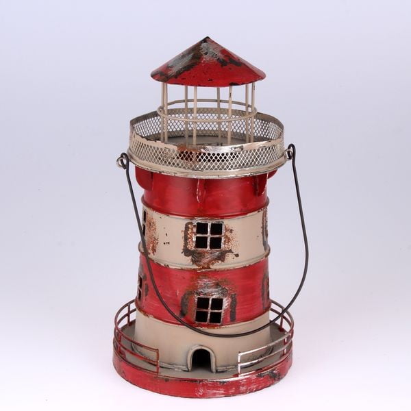 Kovový závesný svietnik Red Lighthouse, 24 cm
