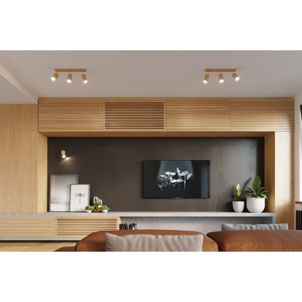 Drevené stropné svietidlo Sollux Ludwik, dĺžka 45 cm-image-1