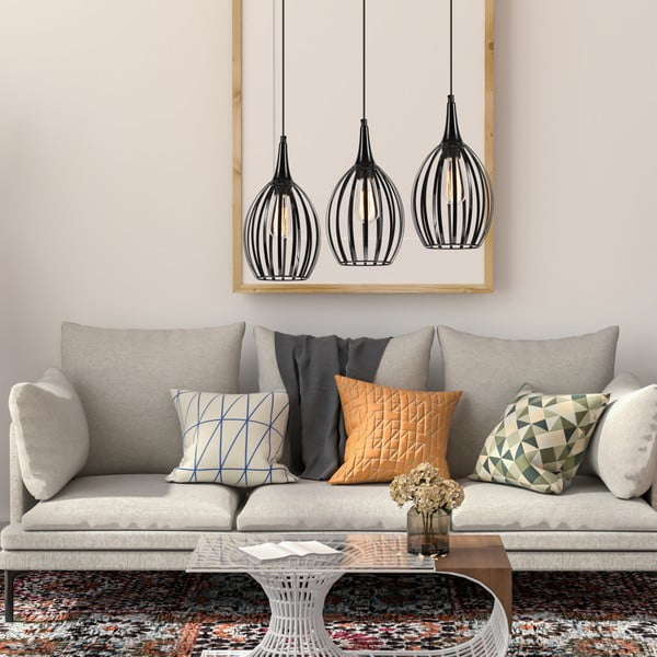 Čierne závesné svietidlo ø 17,5 cm Vincent – LAMKUR-image-2