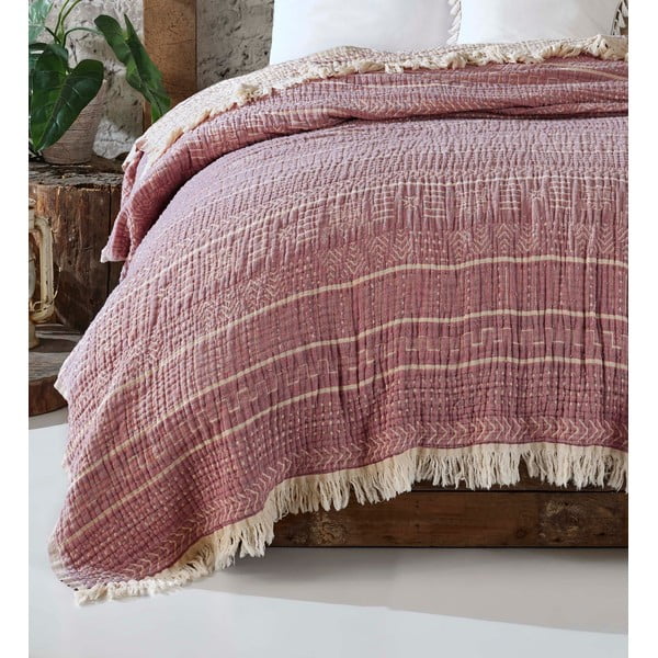 Červená mušelínová prikrývka na dvojlôžko 220x240 cm Etno - Mijolnir-image-1