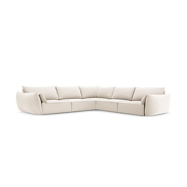 Béžová zamatová rohová pohovka Vanda – Mazzini Sofas-image-2