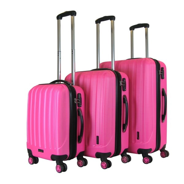 Sada 3 ružových cestovných kufrov Packenger Koffer