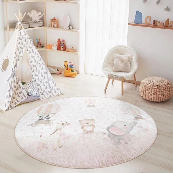 Prateľný detský koberec ø120 cm Dainty Animals – Mila Home-image-2
