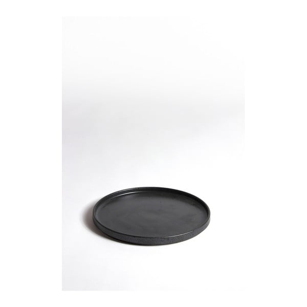 Keramická čierna tácka ComingB Assiette Granite Noir GM, ⌀ 23,7 cm