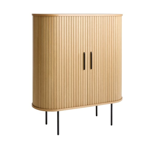 Vinotéka v dekore duba s posuvnými dverami v prírodnej farbe 100x118x40 cm Nola – Unique Furniture-image-1