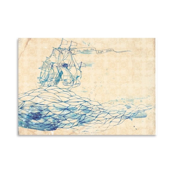 Plagát Blue Ship, 30x42 cm