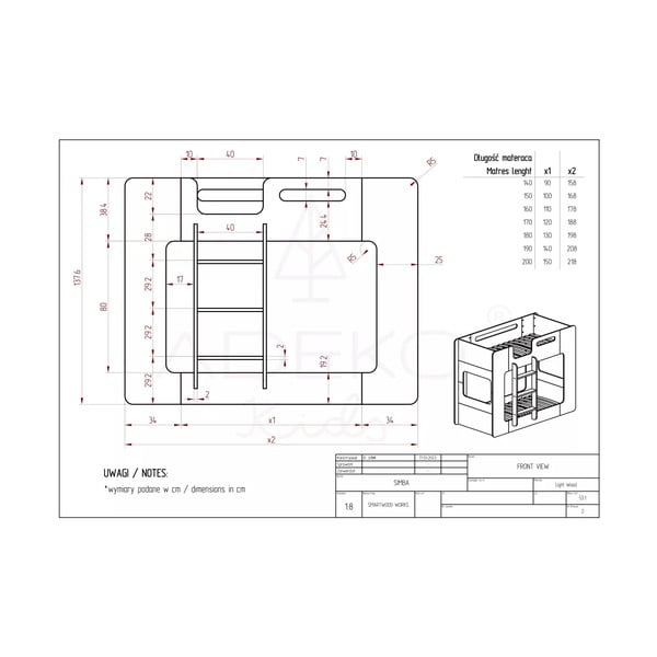 Poschodová detská posteľ 70x160 cm Simba - Adeko-image-3