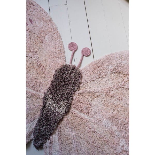 Svetloružovo-béžový prateľný ručne tkaný bavlnený detský koberec 90x120 cm Baby Butterfly – Lorena Canals-image-4