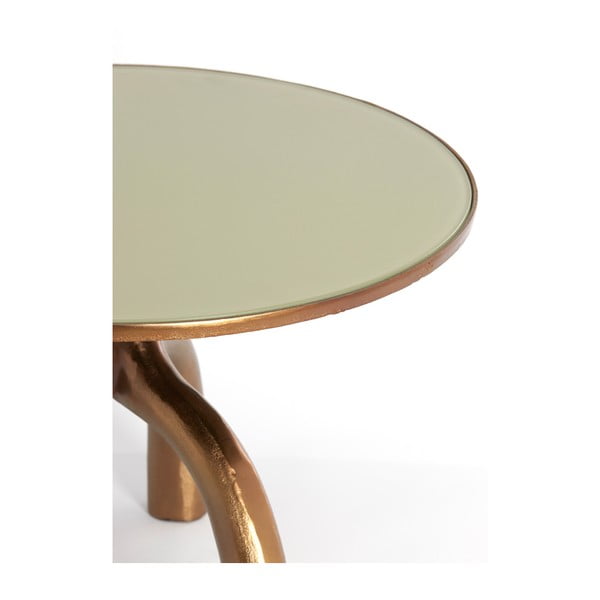 Sklenený okrúhly konferenčný stolík v bronzovej a béžovej farbe ø 65 cm Mello – Light & Living-image-1