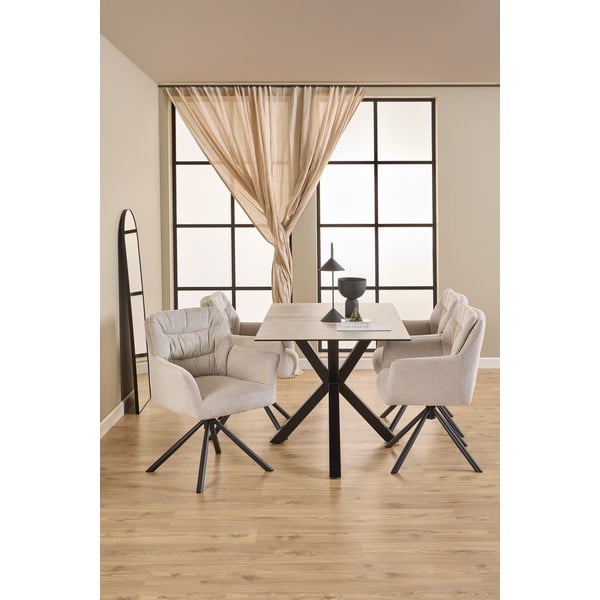 Béžové čalúnené jedálenské kreslo s podrúčkami Alonso – Actona-image-3