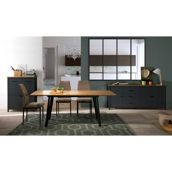 Tmavomodrá vysoká komoda z borovicového dreva 90x110 cm Miranda – Marckeric-image-1