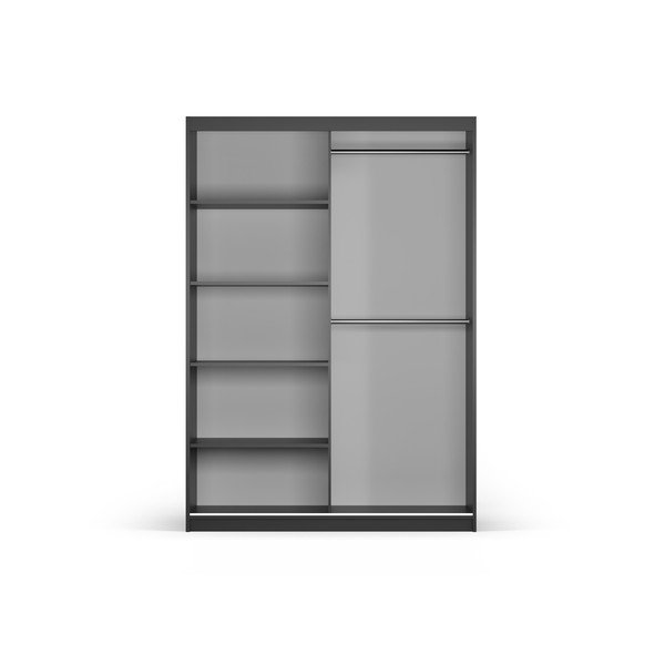 Čierna šatníková skriňa so zrkadlom a s posuvnými dverami 151x215 cm Lisburn - Cosmopolitan Design-image-3