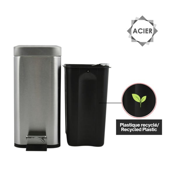 Nášľapný oceľový odpadkový kôš v matne striebornej farbe 5 l Erik – Spirella-image-4