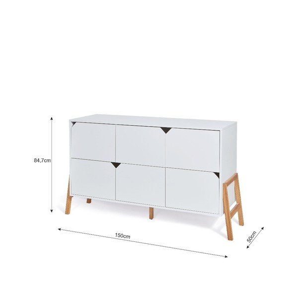 Biela komoda so 6 zásuvkami BELLAMY Lotta-image-2