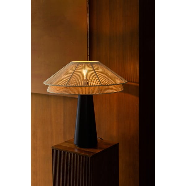 Čierno-biela stolová lampa s textilným tienidlom (výška 62 cm) Elon – Dutchbone-image-2
