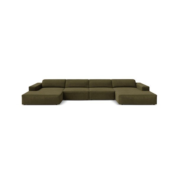 Khaki zamatová modulárna rohová pohovka (do tvaru "U") Jodie – Micadoni -image-2