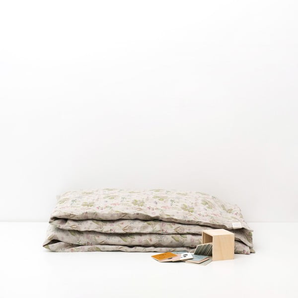 Detské béžové ľanové obliečky Linen Tales Botany, 140 x 200 cm-image-2