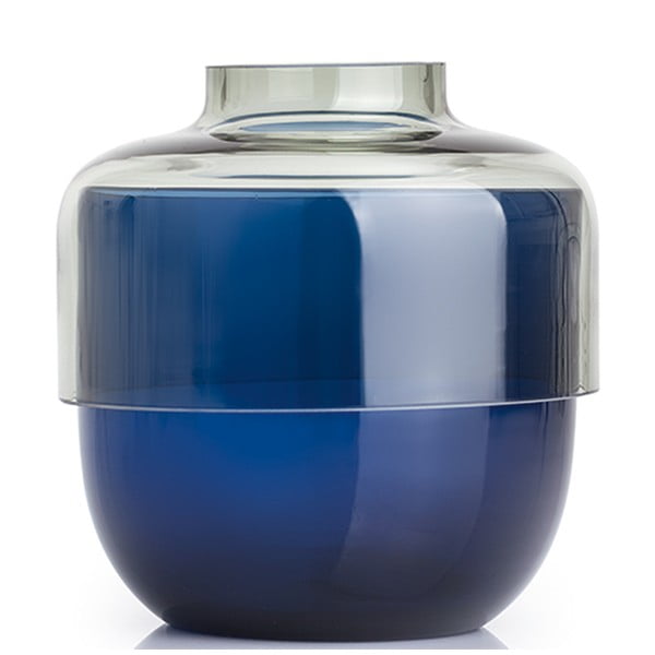 Sada 2 sivo-modrých sklenených váz LEONARDO Fusione