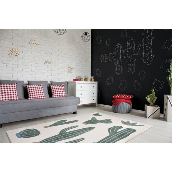 Zelený/slonovinový detský koberec 80x150 cm Cacto Malachite – FD-image-1