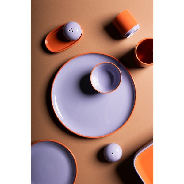 Oranžový/fialový kameninový tanier ø 26 cm Duo – ONA-image-1