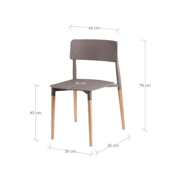 Sada 4 sivých jedálenských stoličiek s drevenými nohami sømcasa Claire-image-3