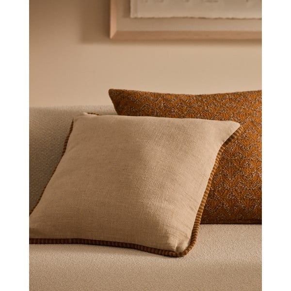 Obliečka na vankúš s prímesou ľanu 45x45 cm Ardit – Kave Home-image-1