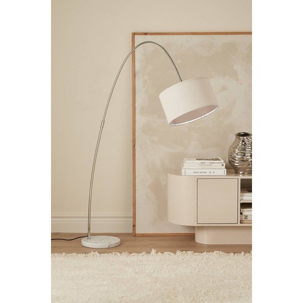 Biela látková stojacia lampa s ohýbateľnou konštrukciou (výška  145 cm) Arc – Ellos Home-image-1