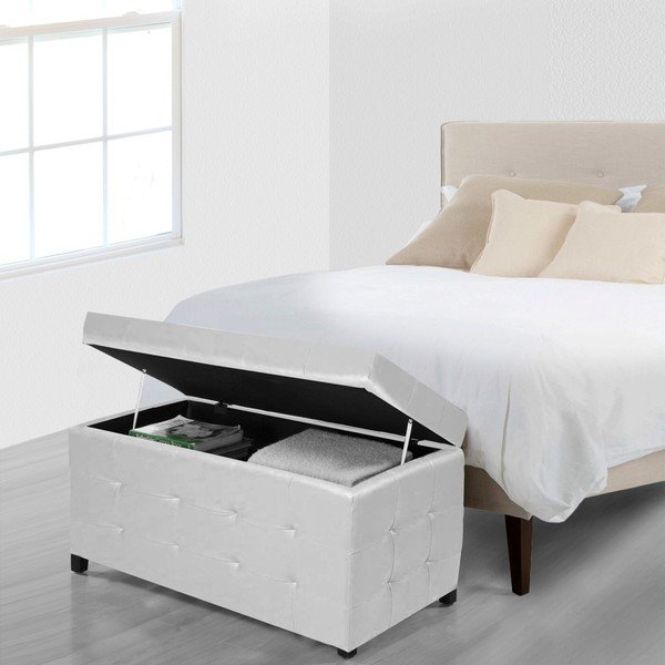 Biela taburetka s úložným priestorom Esidra Multi, 84 x 49 cm-image-2