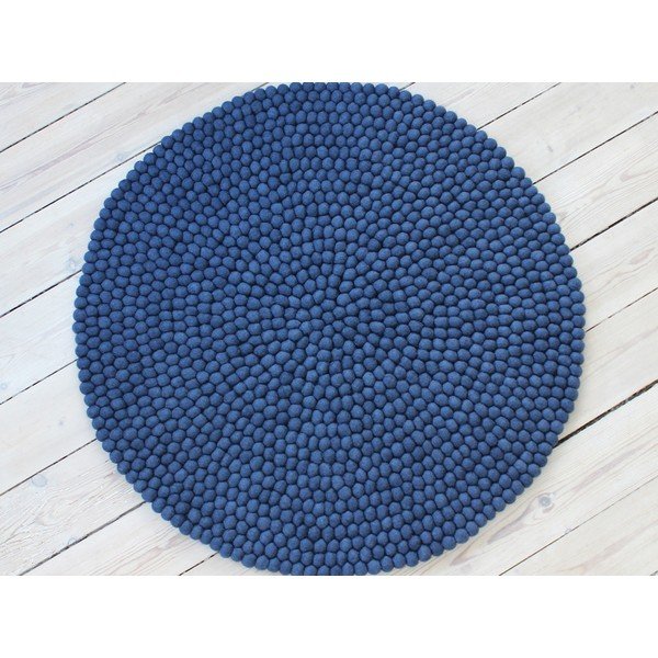 Modrý guľôčkový vlnený koberec Wooldot Ball rugs, ⌀ 200 cm-image-1