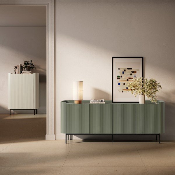 Krémovobiela skrinka 100x140x40 cm Willa – MOME-image-1