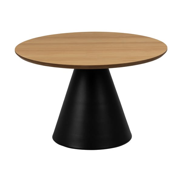 Čierno-prírodný okrúhly konferenčný stolík s doskou v dubovom dekore ø 65 cm Soli – Actona-image-3