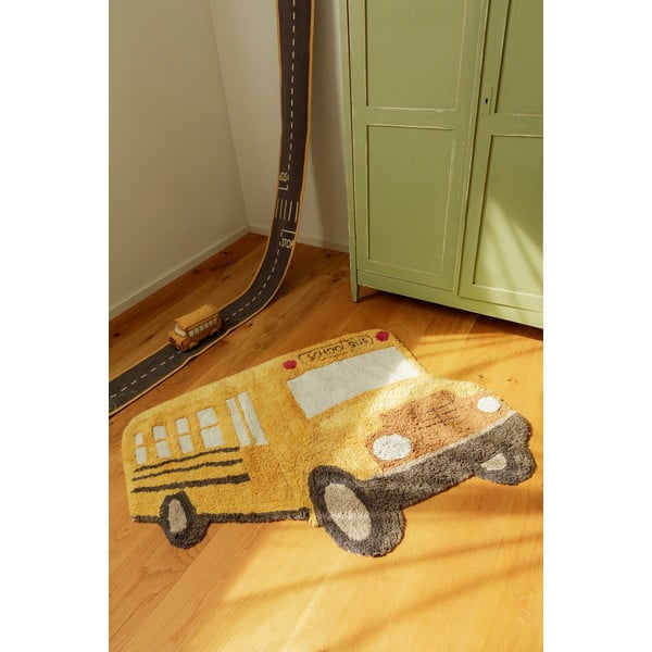 Okrovožltý prateľný/ručne tkaný bavlnený detský koberec 90x130 cm School Bus – Lorena Canals-image-2