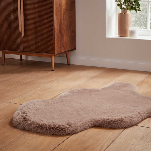 Svetlohnedá syntetická kožušina 60x90 cm Super Teddy – Think Rugs-image-2