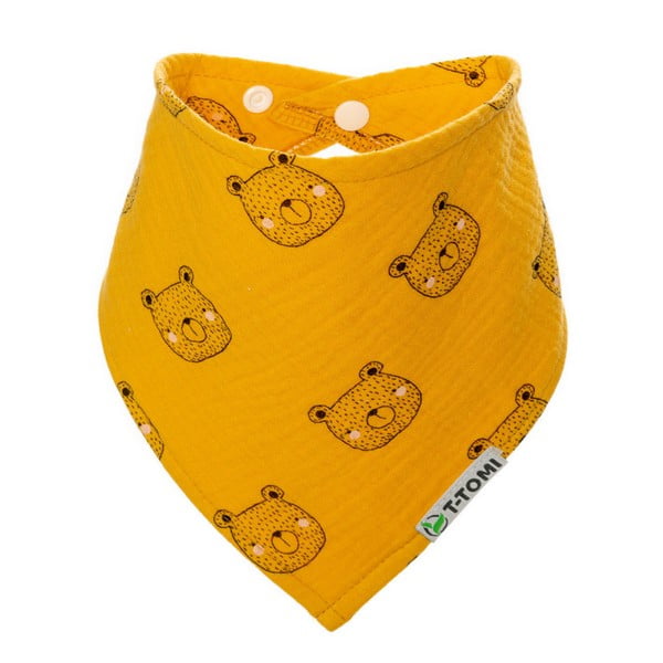 Žltý mušelínový podbradník T-TOMI Bears
