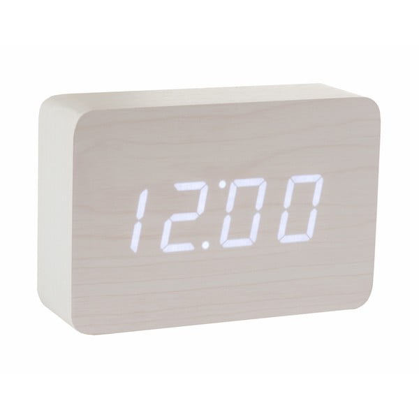 Biely budík s bielym LED displejom Gingko Brick Click Clock