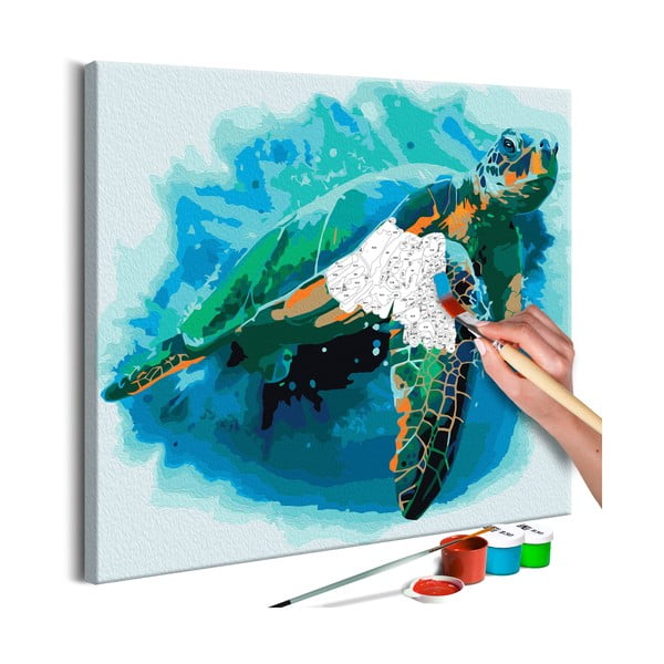 DIY set na tvorbu vlastného obrazu na plátne Artgeist Turtle, 40 × 40 cm
