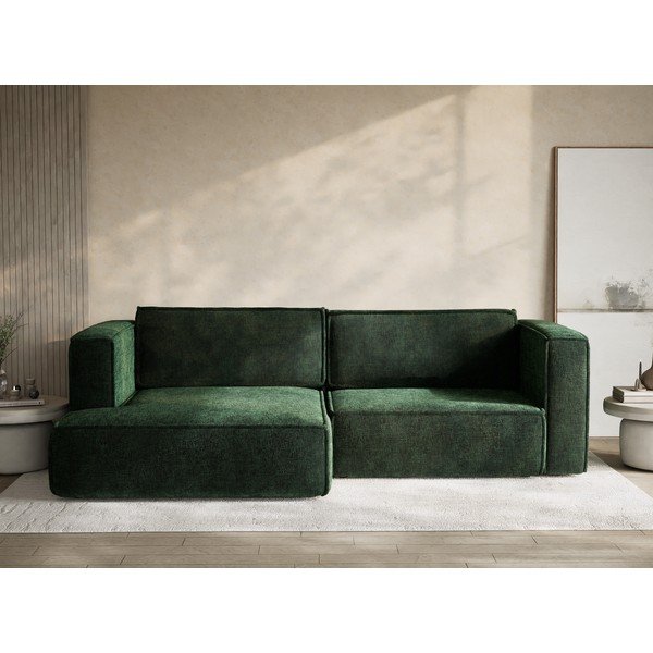 Tmavozelená ženilková rozkladacia/s úložným priestorom rohová pohovka (ľavý roh/s leňoškou) Velto – Maison de Rêve-image-1