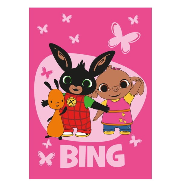 Ružová fleecová detská deka 100x150 cm Bing Bunny "Butterflies" – Jerry Fabrics