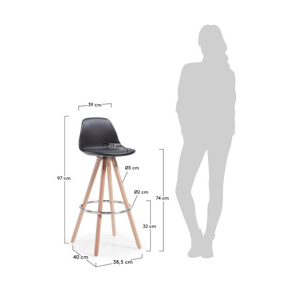 Sada 2 čiernych barových stoličiek La Forma Stag-image-1