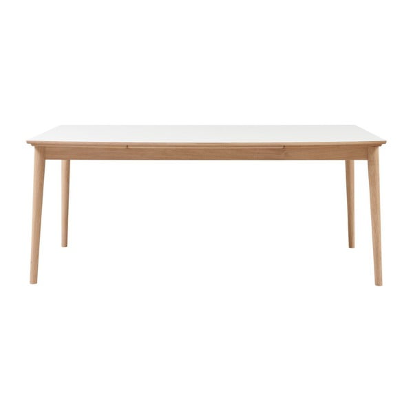 Hnedý rozkladací jedálenský stôl s bielou doskou WOOD AND VISION Curve, 180 × 95 cm