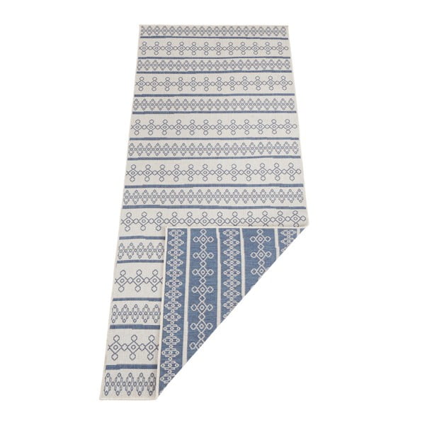 Modro-krémový obojstranný koberec vhodný aj do exteriéru Bougari Madeira, 120 × 170 cm